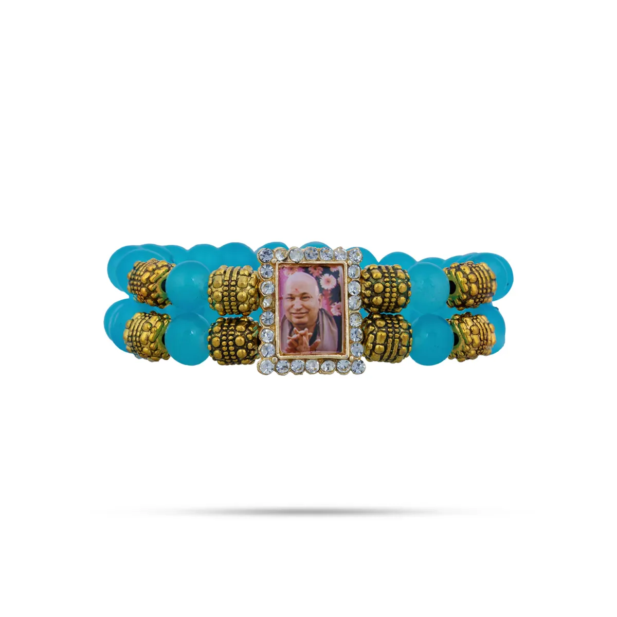 Delhi Guruji Bracelet - 2.5 Inch Dia | 2 Line Beaded Bracelet / Spiritual Hand Band for Daily Wear - Image 6