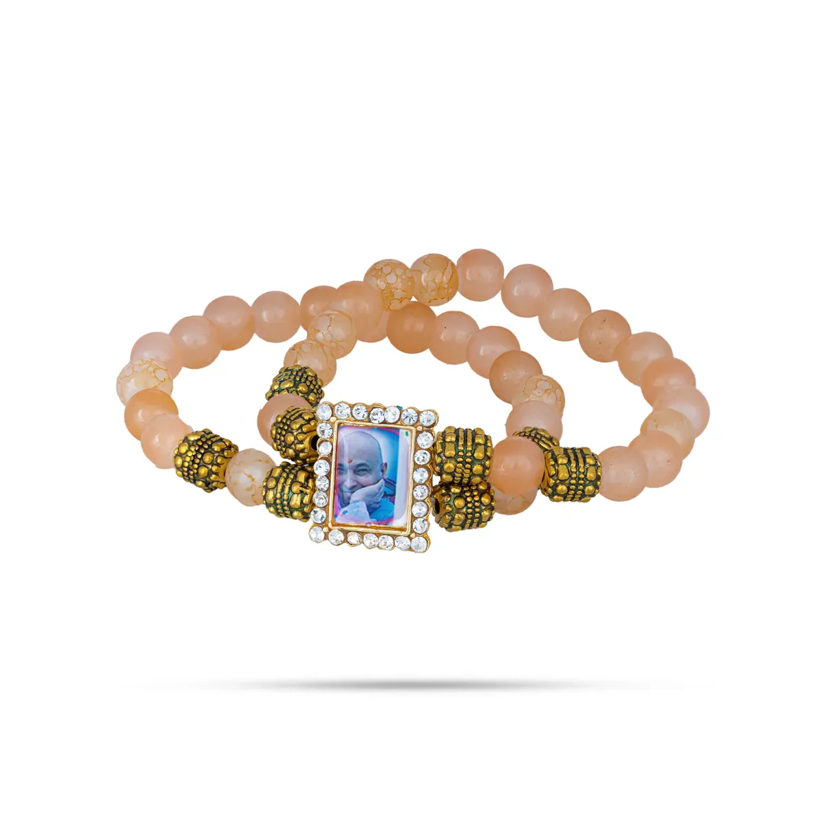 Delhi Guruji Bracelet - 2.5 Inch Dia | 2 Line Beaded Bracelet / Spiritual Hand Band for Daily Wear - Image 7