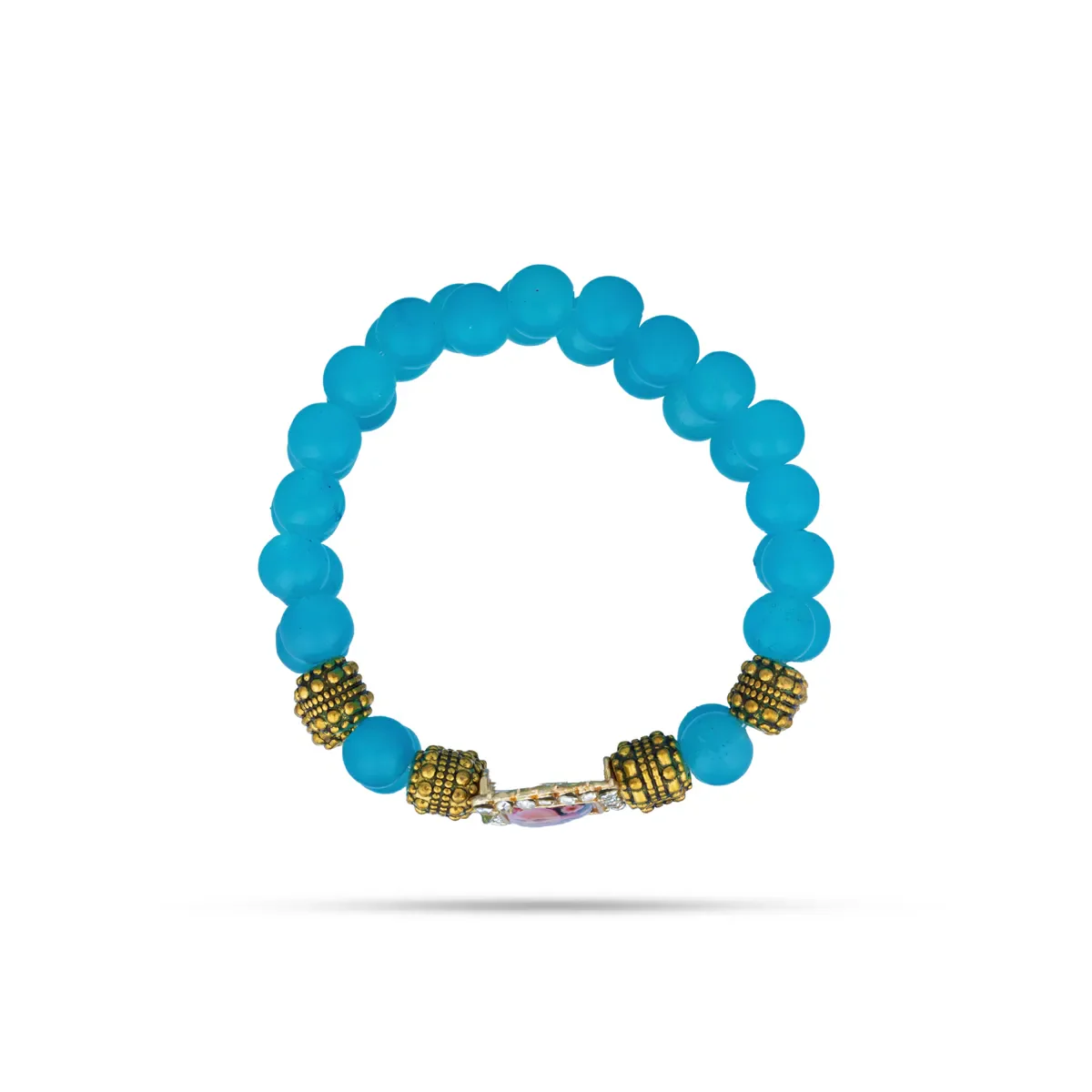 Delhi Guruji Bracelet - 2.5 Inch Dia | 2 Line Beaded Bracelet / Spiritual Hand Band for Daily Wear - Image 8
