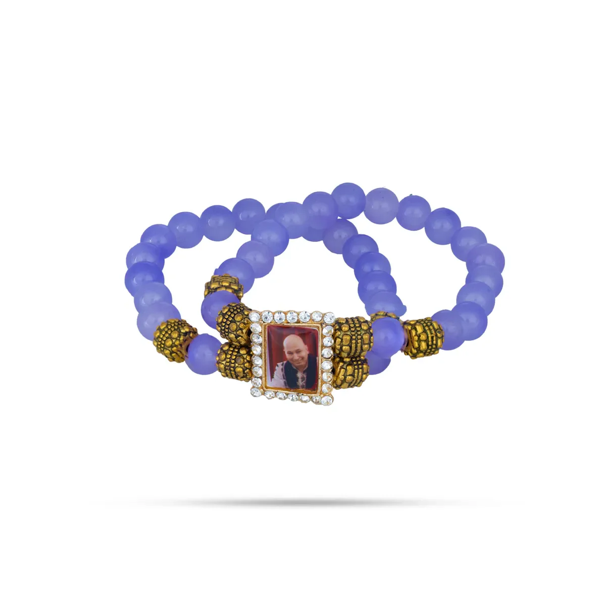 Delhi Guruji Bracelet - 2.5 Inch Dia | 2 Line Beaded Bracelet / Spiritual Hand Band for Daily Wear - Image 9