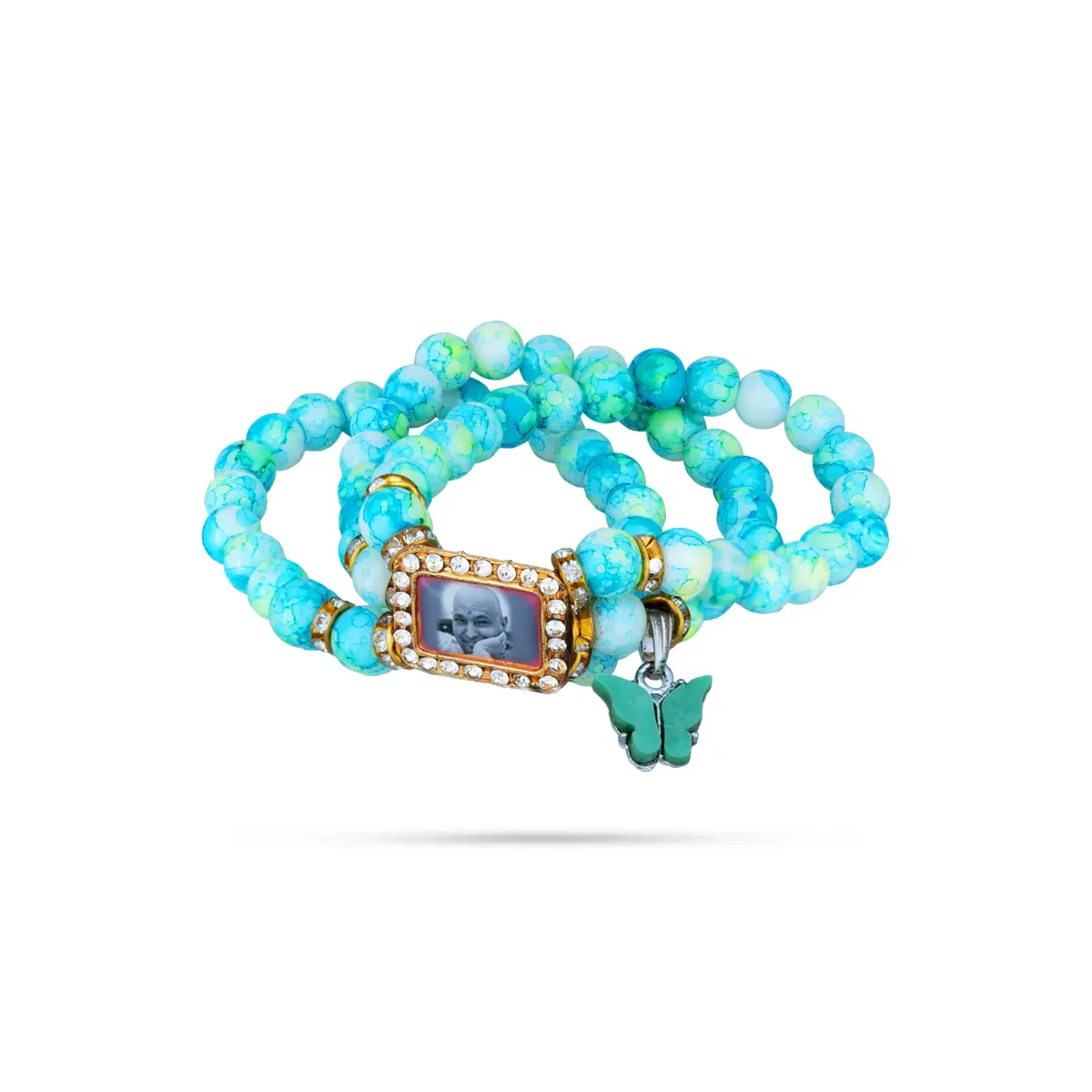 Delhi Guruji Bracelet - 2.5 Inch Dia | 3 Line Beaded Bracelet / Devotional Hand Band for Daily Wear - Image 11