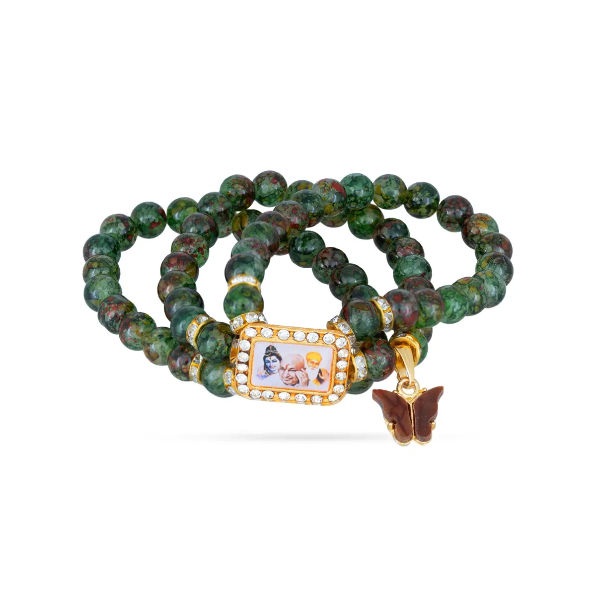 Delhi Guruji Bracelet - 2.5 Inch Dia | 3 Line Beaded Bracelet / Devotional Hand Band for Daily Wear - Image 2