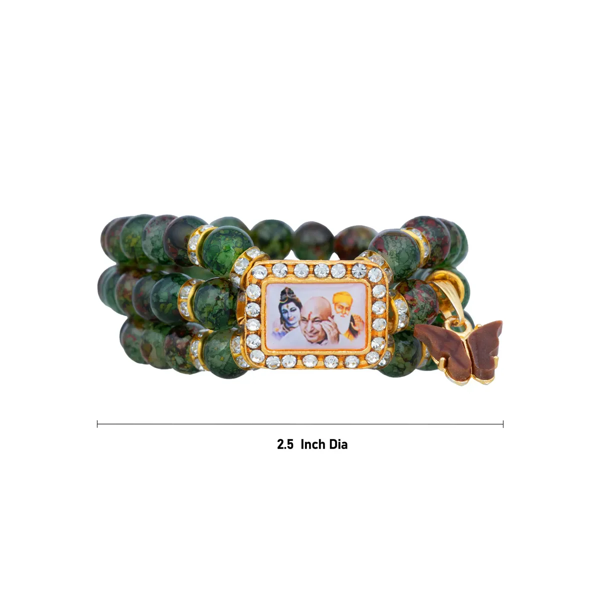Delhi Guruji Bracelet - 2.5 Inch Dia | 3 Line Beaded Bracelet / Devotional Hand Band for Daily Wear - Image 4