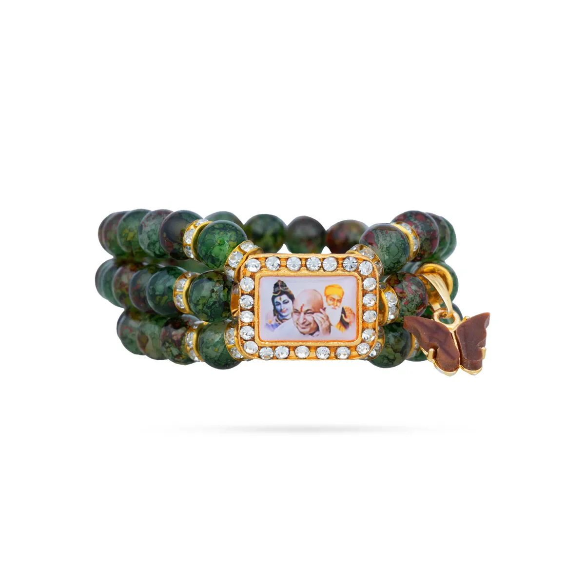 Delhi Guruji Bracelet - 2.5 Inch Dia | 3 Line Beaded Bracelet / Devotional Hand Band for Daily Wear - Image 5