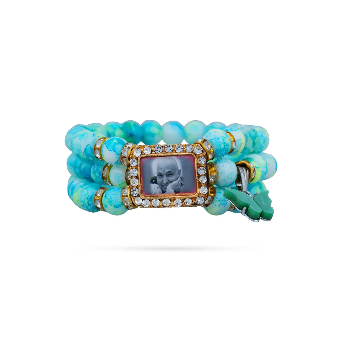 Delhi Guruji Bracelet - 2.5 Inch Dia | 3 Line Beaded Bracelet / Devotional Hand Band for Daily Wear - Image 9