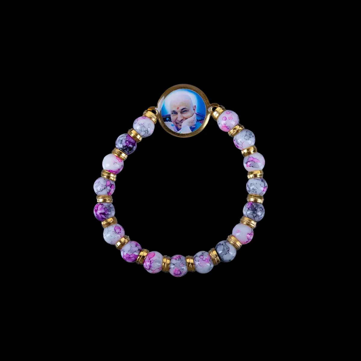 Delhi Guruji Bracelet - 2.5 Inch Dia | Multicolour Bead Bracelet / Spiritual Hand Band for Daily Wear - Image 2