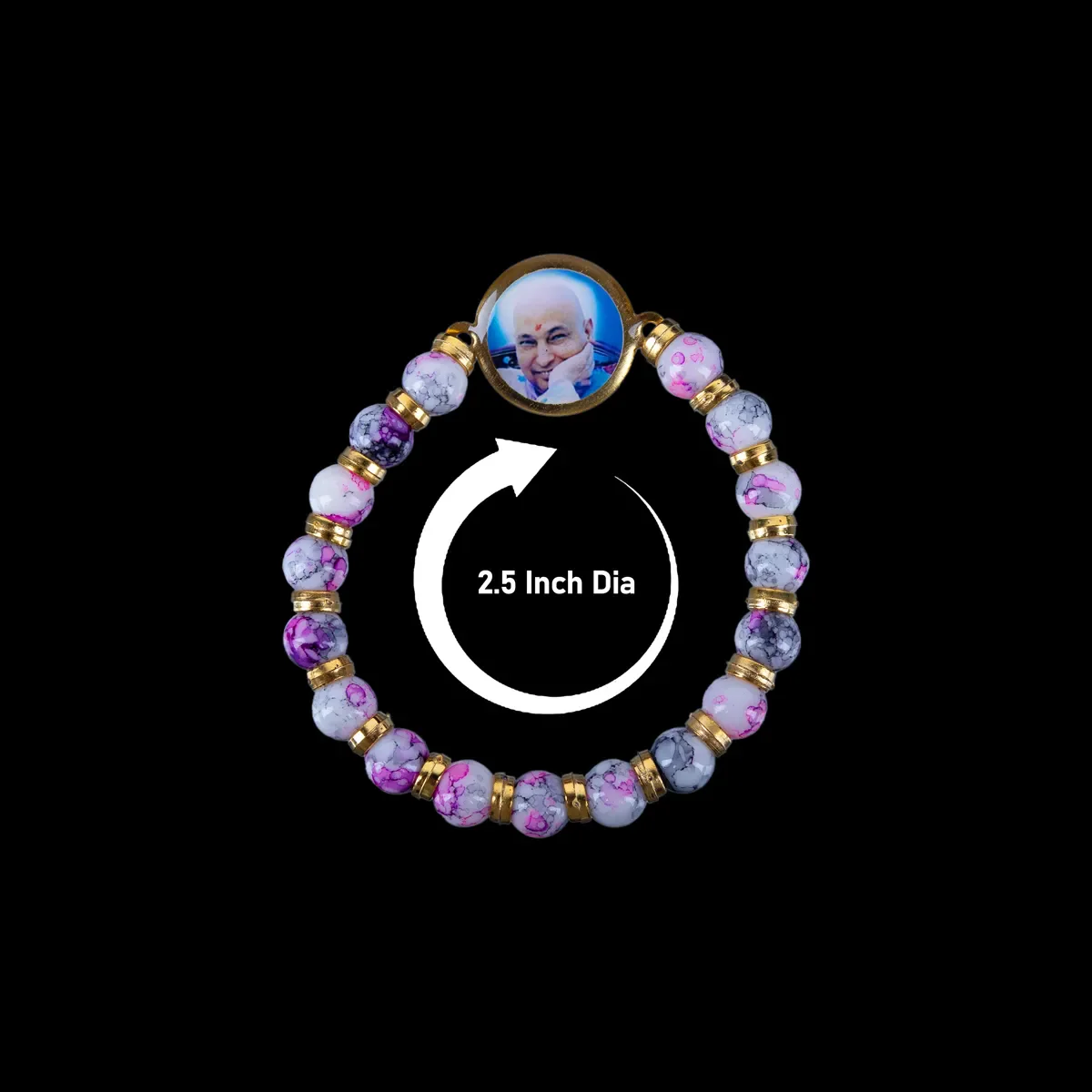 Delhi Guruji Bracelet - 2.5 Inch Dia | Multicolour Bead Bracelet / Spiritual Hand Band for Daily Wear - Image 3