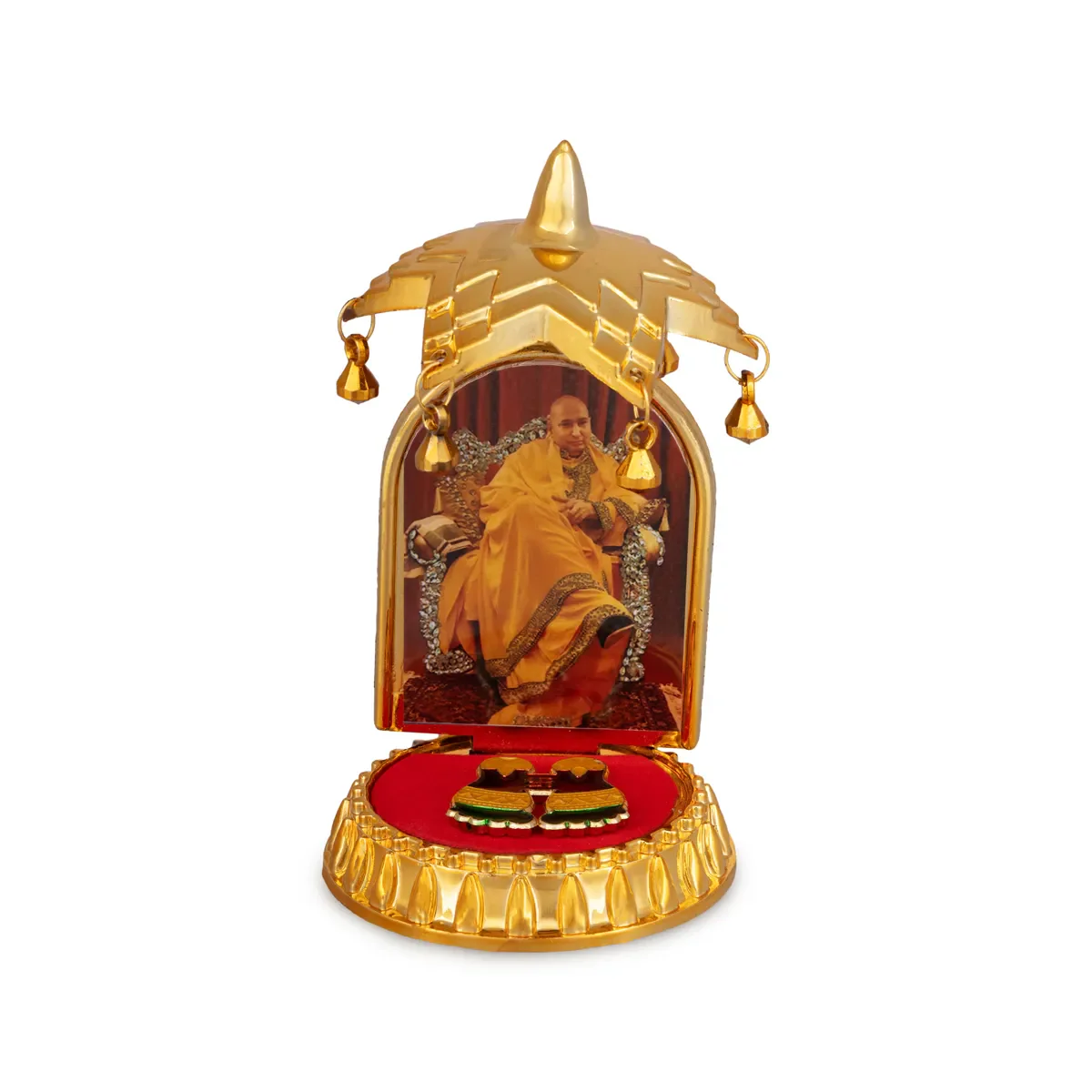 Delhi Guruji Image With Umbrella - 4.5 x 2 Inches | Decorative Paduka / Spiritual Tabletop Decor