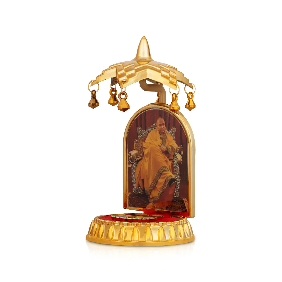 Delhi Guruji Image With Umbrella - 4.5 x 2 Inches | Decorative Paduka / Spiritual Tabletop Decor - Image 3
