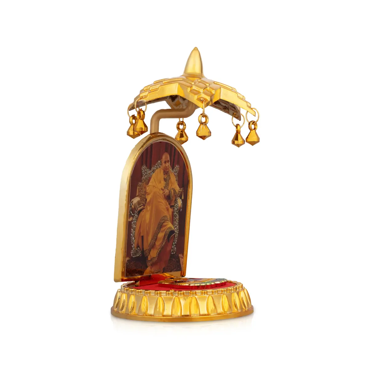 Delhi Guruji Image With Umbrella - 4.5 x 2 Inches | Decorative Paduka / Spiritual Tabletop Decor - Image 4