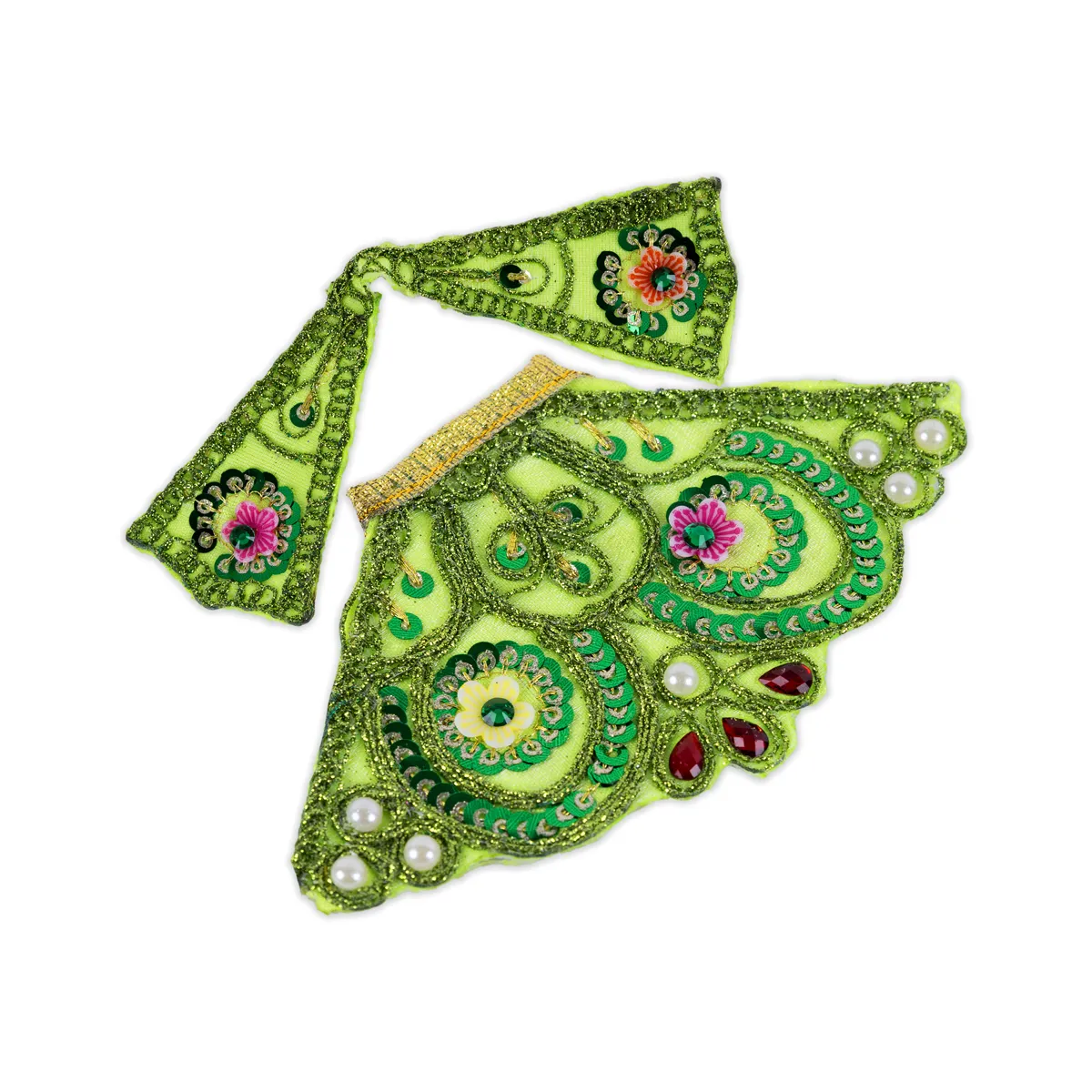 Devi Dress - 2.5 Inches | Mata Rani Poshak/ Lehenga Patka/ Embroidery Amman Pavadai/ Assorted Colour - Image 4