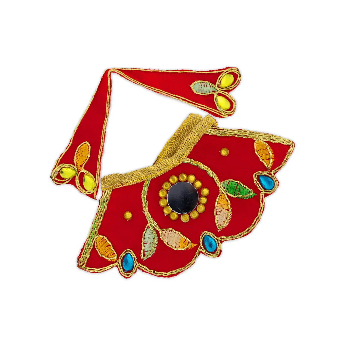 Devi Dress - 2.5 Inches | Mata Rani Poshak/ Lehenga Patka/ Embroidery Amman Pavadai/ Assorted Colour - Image 8