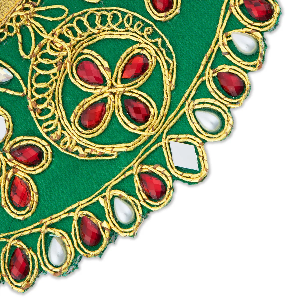 Devi Dress - 2.5 x 5 Inches | Embroidery Amman Pavadai/ Stone Design Mata Rani Poshak for Deity - Image 10