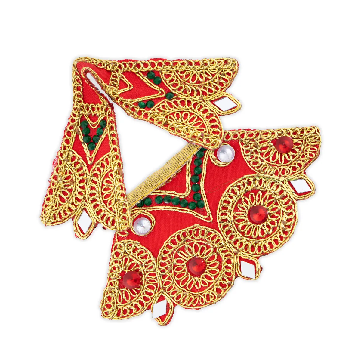 Devi Dress - 2.5 x 5 Inches | Embroidery Amman Pavadai/ Stone Design Mata Rani Poshak for Deity - Image 11