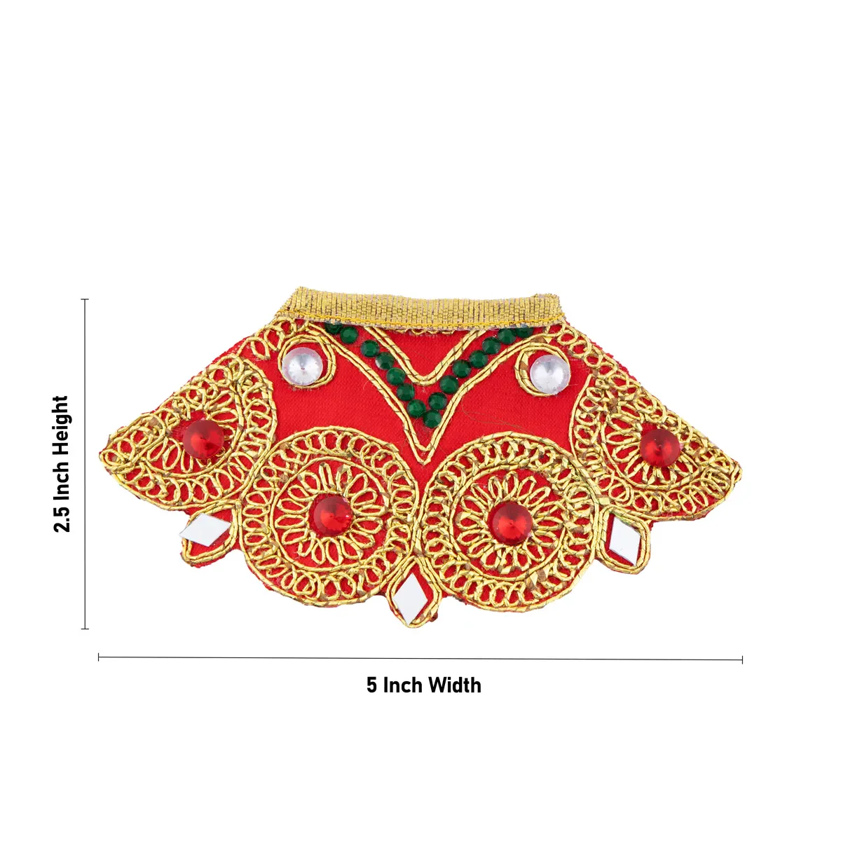 Devi Dress - 2.5 x 5 Inches | Embroidery Amman Pavadai/ Stone Design Mata Rani Poshak for Deity - Image 13