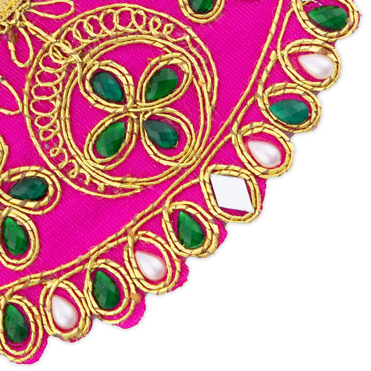 Devi Dress - 2.5 x 5 Inches | Embroidery Amman Pavadai/ Stone Design Mata Rani Poshak for Deity - Image 2
