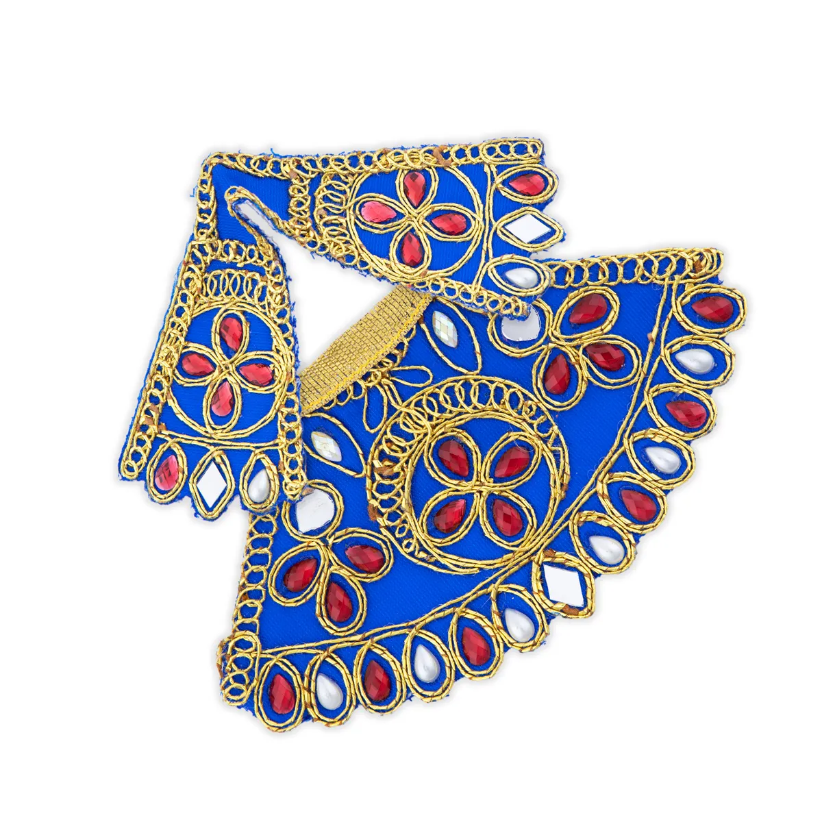 Devi Dress - 2.5 x 5 Inches | Embroidery Amman Pavadai/ Stone Design Mata Rani Poshak for Deity - Image 3