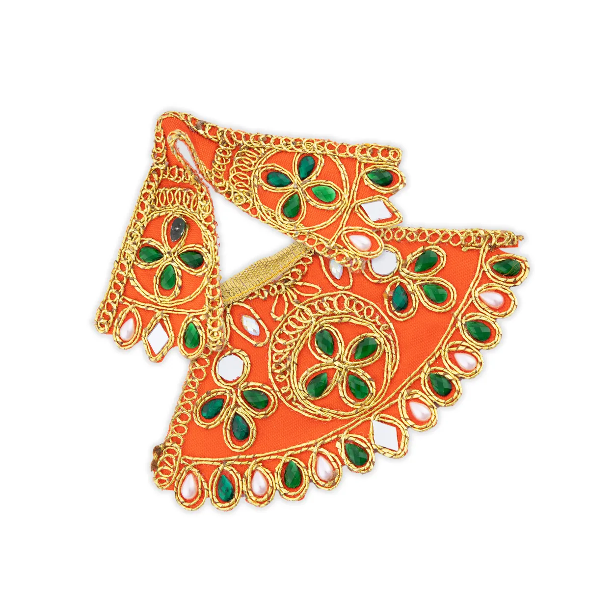 Devi Dress - 2.5 x 5 Inches | Embroidery Amman Pavadai/ Stone Design Mata Rani Poshak for Deity - Image 5