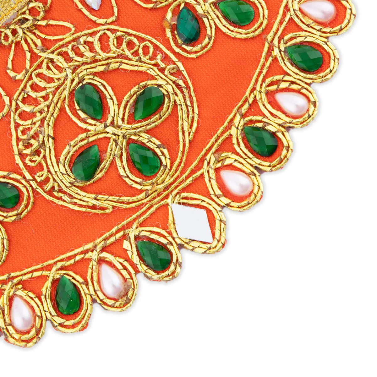 Devi Dress - 2.5 x 5 Inches | Embroidery Amman Pavadai/ Stone Design Mata Rani Poshak for Deity - Image 6