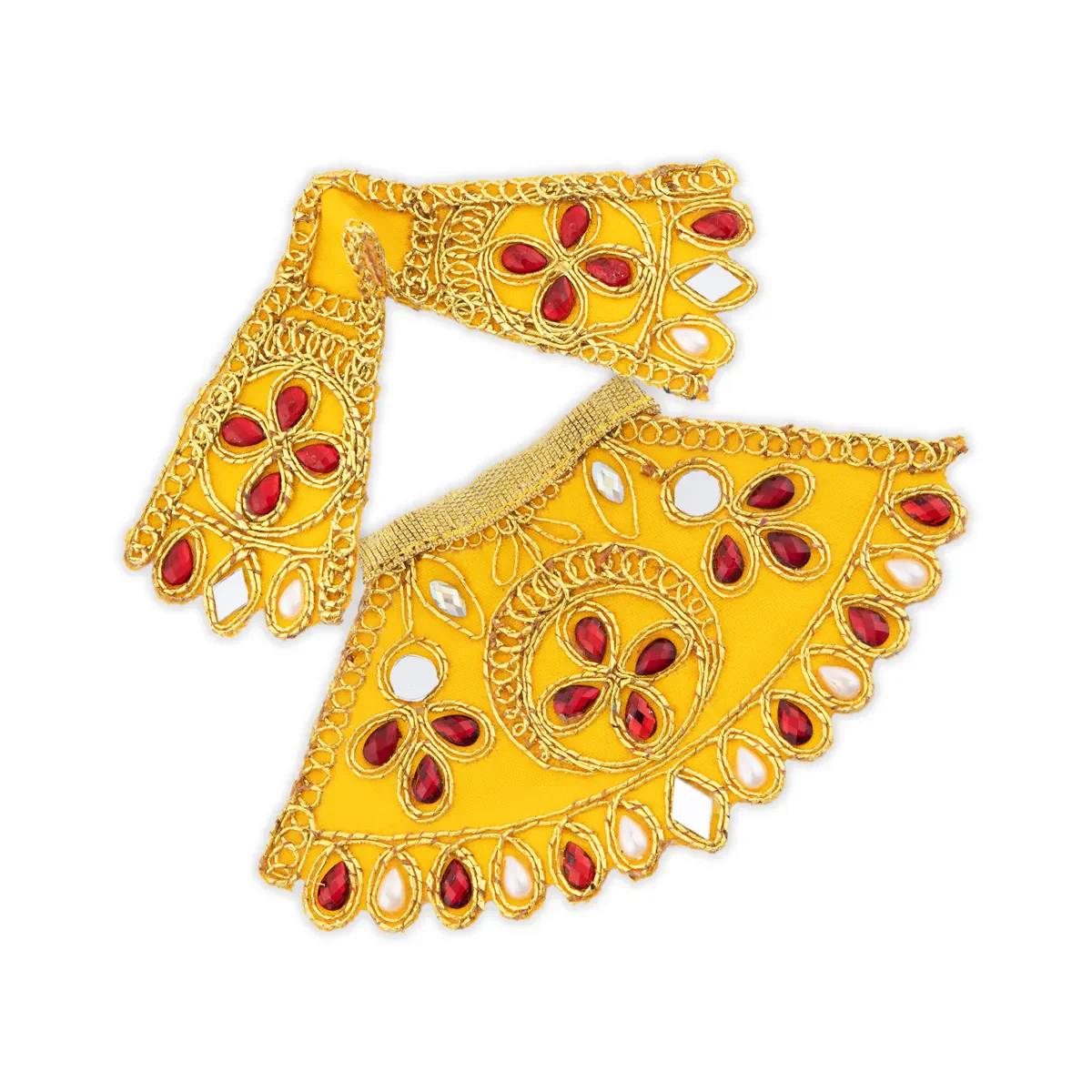 Devi Dress - 2.5 x 5 Inches | Embroidery Amman Pavadai/ Stone Design Mata Rani Poshak for Deity - Image 7