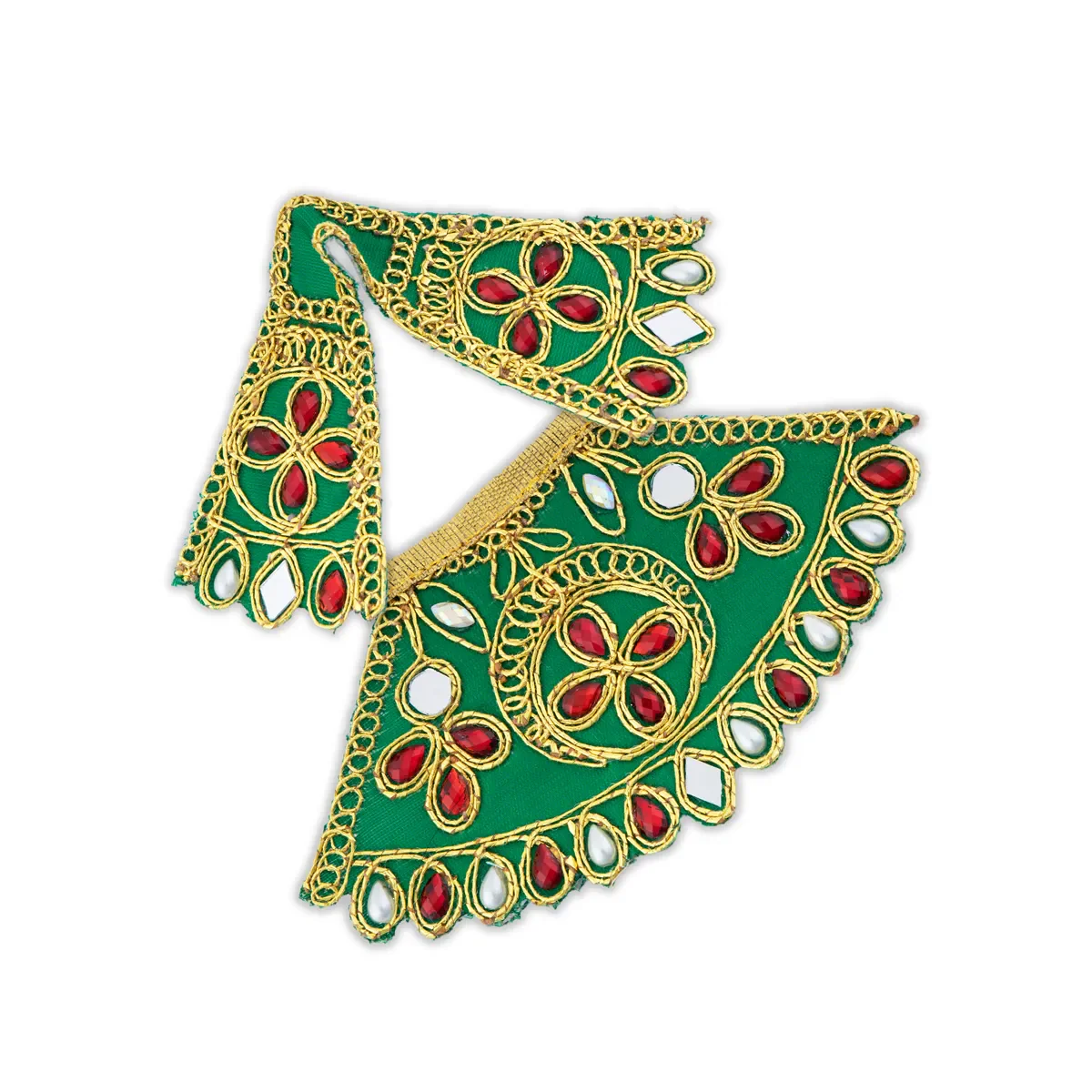 Devi Dress - 2.5 x 5 Inches | Embroidery Amman Pavadai/ Stone Design Mata Rani Poshak for Deity - Image 9