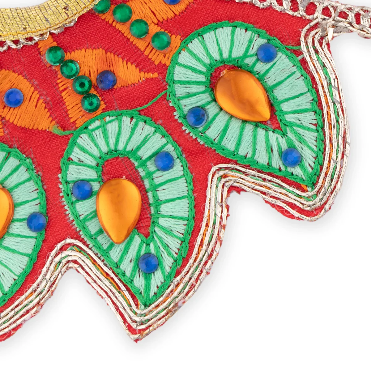 Devi Dress - 2 Inches | Embroidery Design Mata Rani Poshak/ Amman Pavadai for Deity/ Assorted Colour - Image 2