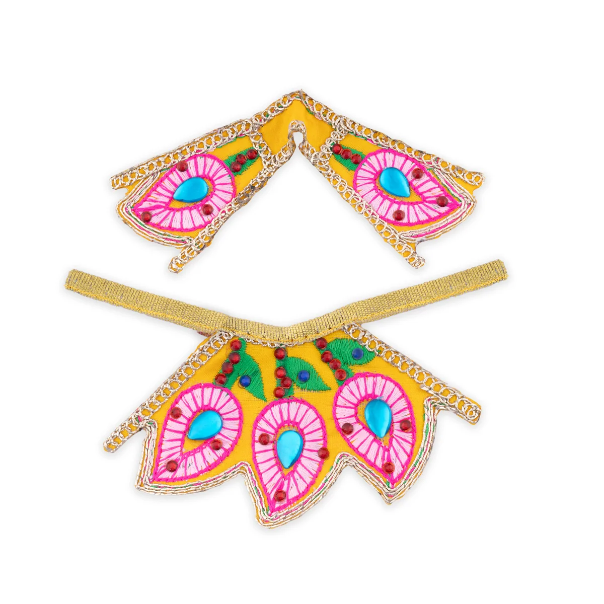 Devi Dress - 2 Inches | Embroidery Design Mata Rani Poshak/ Amman Pavadai for Deity/ Assorted Colour - Image 5