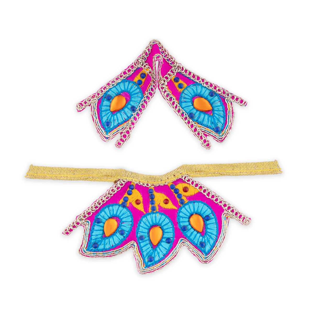 Devi Dress - 2 Inches | Embroidery Design Mata Rani Poshak/ Amman Pavadai for Deity/ Assorted Colour - Image 6