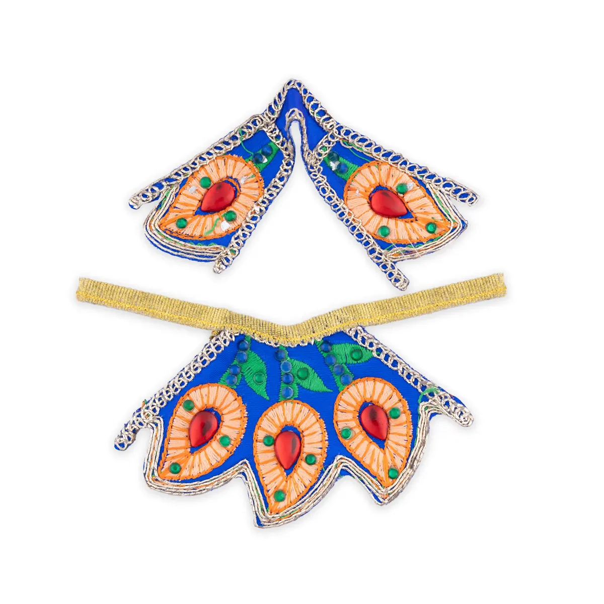 Devi Dress - 2 Inches | Embroidery Design Mata Rani Poshak/ Amman Pavadai for Deity/ Assorted Colour - Image 7