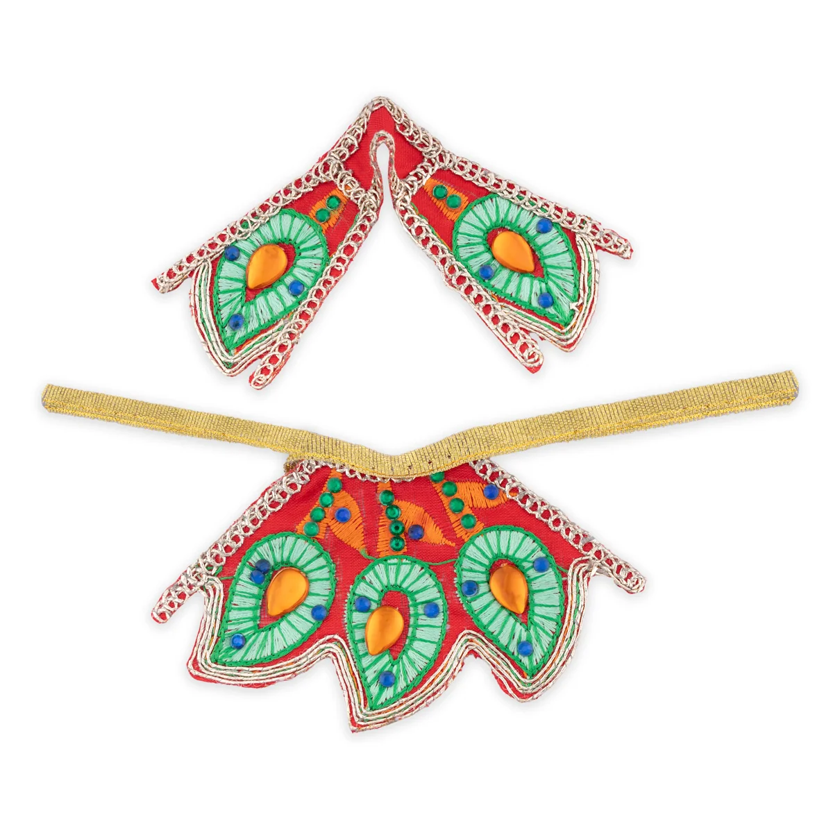 Devi Dress - 2 Inches | Embroidery Design Mata Rani Poshak/ Amman Pavadai for Deity/ Assorted Colour - Image 8