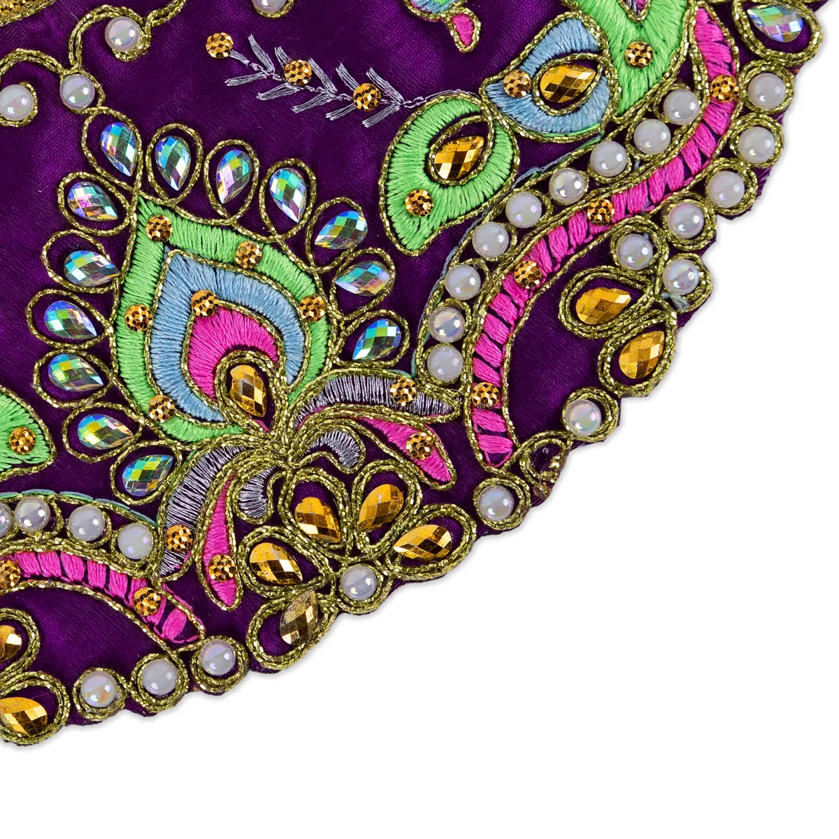 Devi Dress - 3.5 Inches | Mata Rani Poshak/ Lehenga Patka/ Embroidery Amman Pavadai For Deity Decor - Image 2