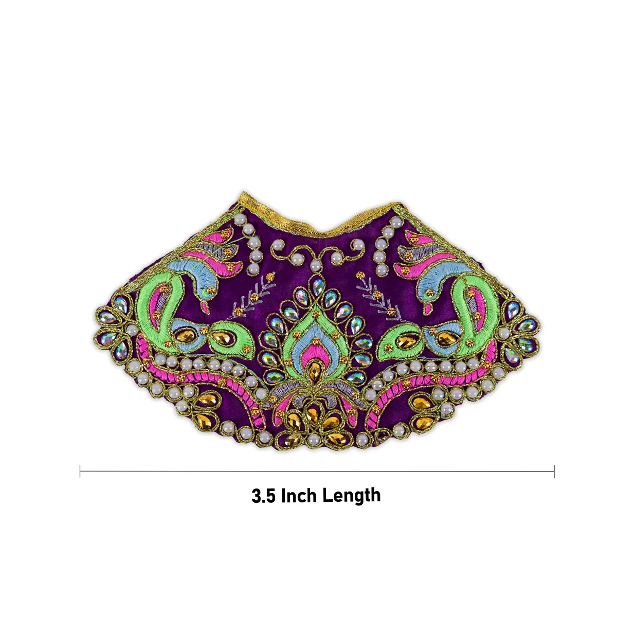 Devi Dress - 3.5 Inches | Mata Rani Poshak/ Lehenga Patka/ Embroidery Amman Pavadai For Deity Decor - Image 3