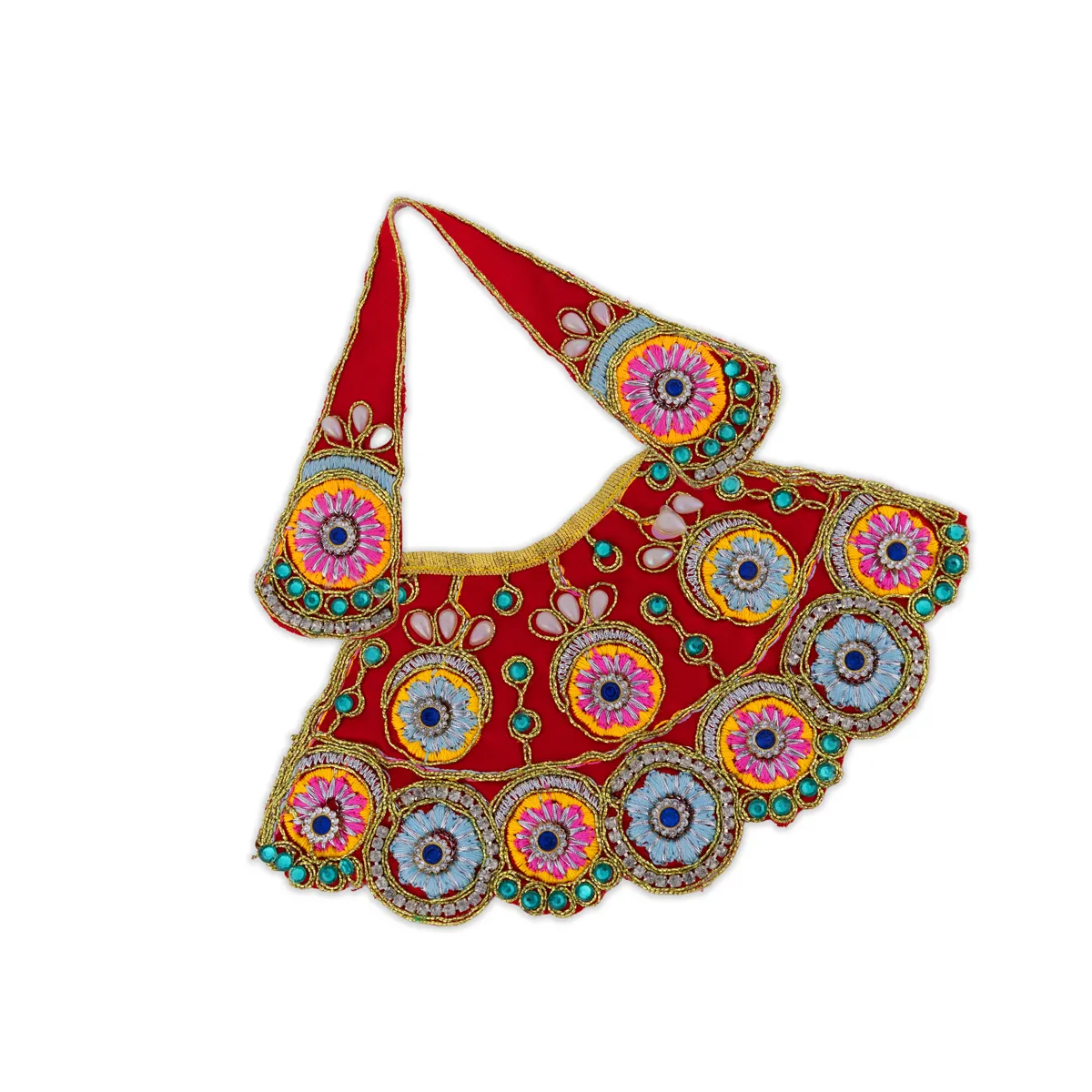 Devi Dress - 3.5 Inches | Mata Rani Poshak/ Lehenga Patka/ Embroidery Amman Pavadai For Deity Decor - Image 4