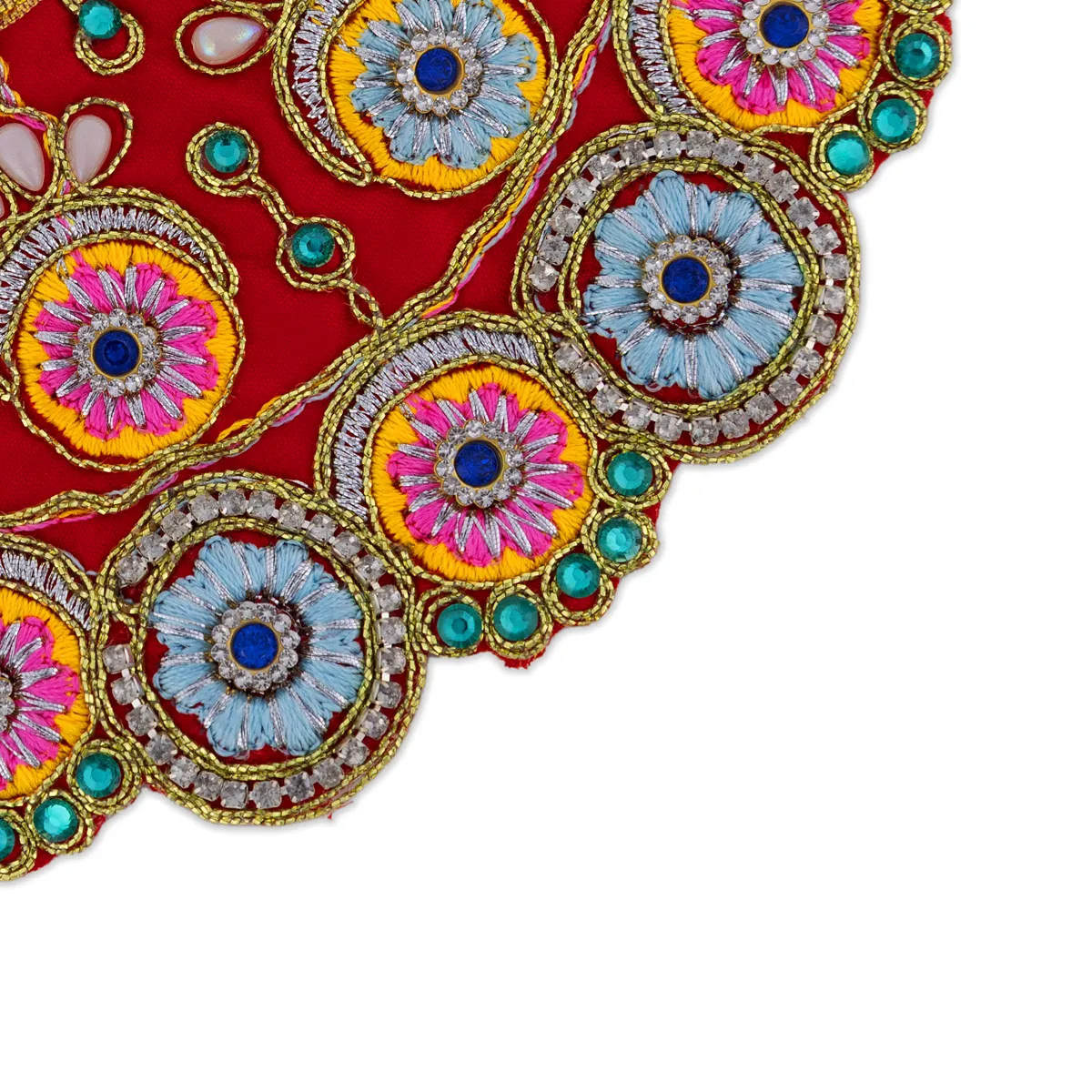 Devi Dress - 3.5 Inches | Mata Rani Poshak/ Lehenga Patka/ Embroidery Amman Pavadai For Deity Decor - Image 5