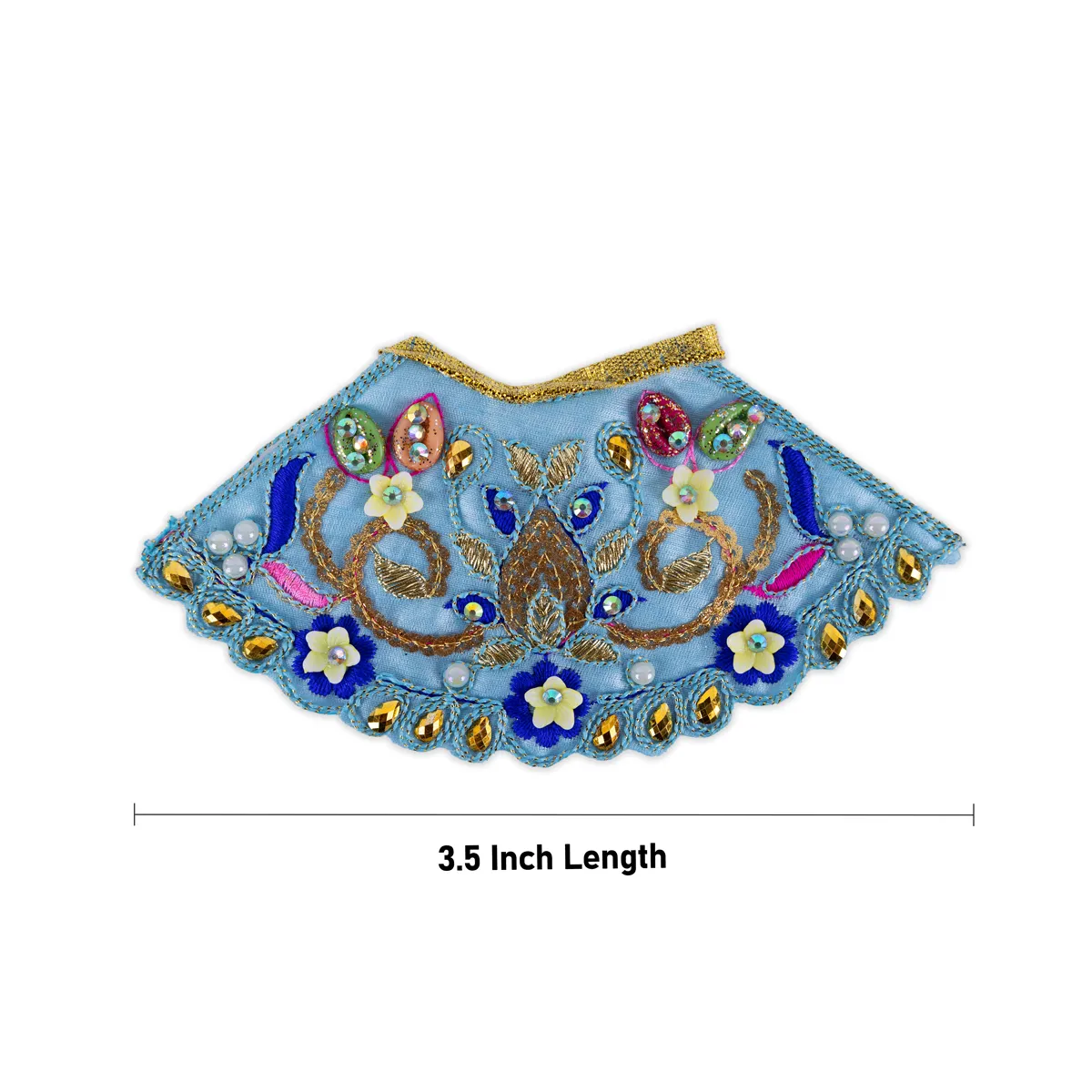 Devi Dress - 3.5 Inches | Mata Rani Poshak/ Lehenga Patka/ Fancy Amman Pavadai For Deity Decor/ Assorted Colour - Image 2