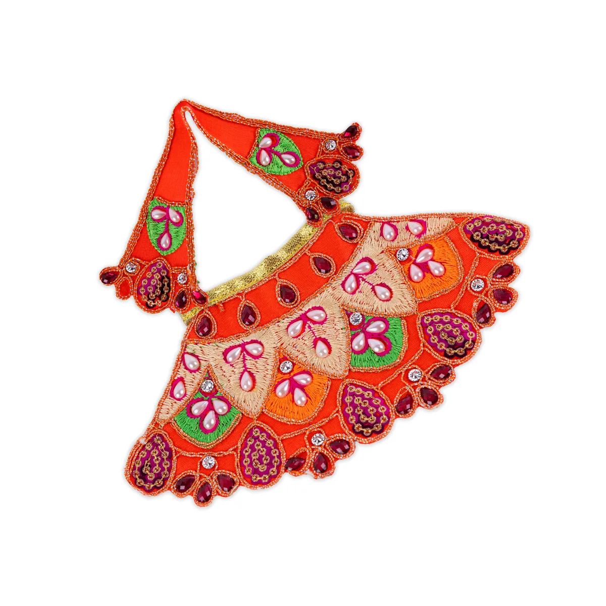 Devi Dress - 3.5 Inches | Mata Rani Poshak/ Lehenga Patka/ Fancy Amman Pavadai For Deity Decor/ Assorted Colour - Image 4