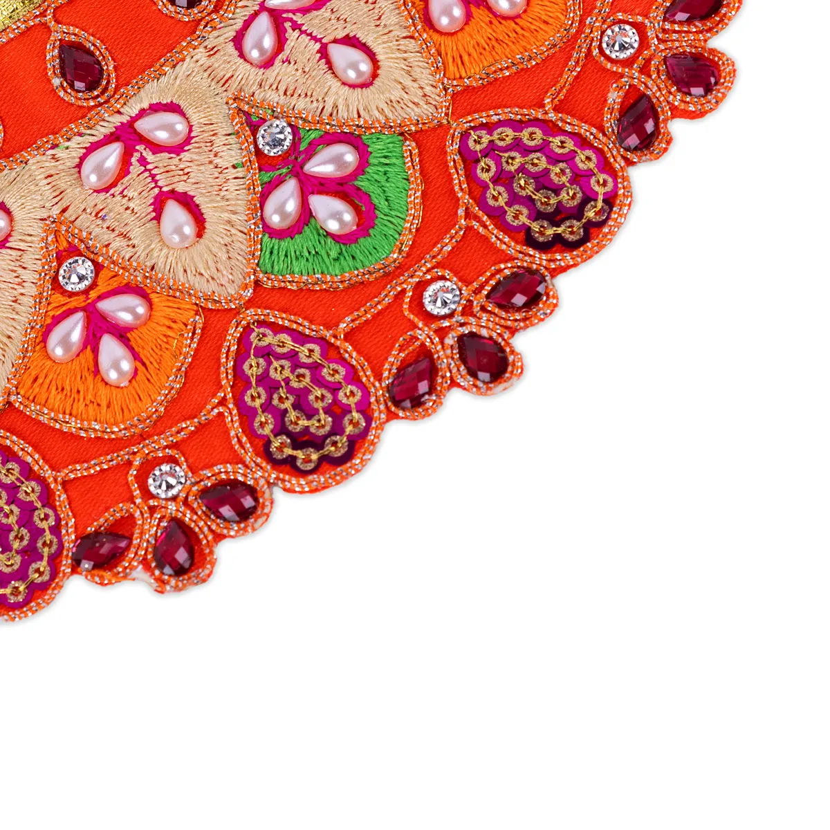 Devi Dress - 3.5 Inches | Mata Rani Poshak/ Lehenga Patka/ Fancy Amman Pavadai For Deity Decor/ Assorted Colour - Image 5