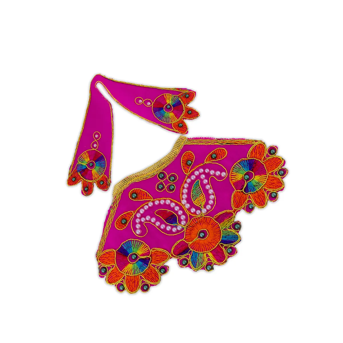 Devi Dress - 3.5 Inches | Mata Rani Poshak/ Lehenga Patka/ Fancy Amman Pavadai/ Assorted Colour - Image 4
