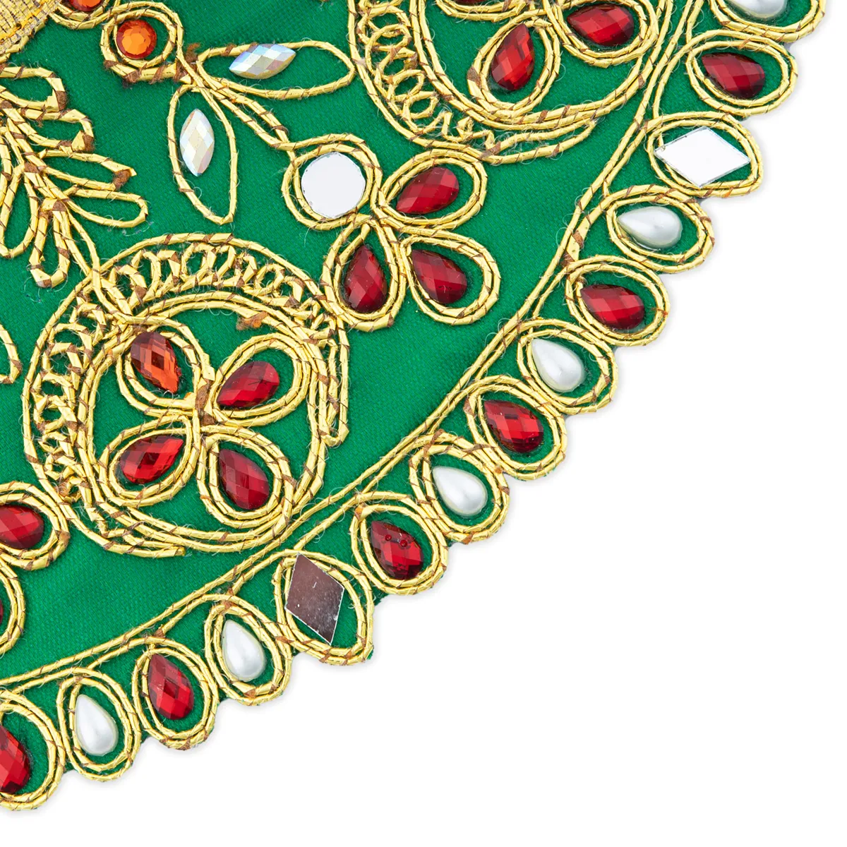 Devi Dress - 3.5 x 7 Inches | Stone & Embroidery Design Mata Rani Poshak/ Amman Pavadai/ Mata Dress for Deity - Image 10