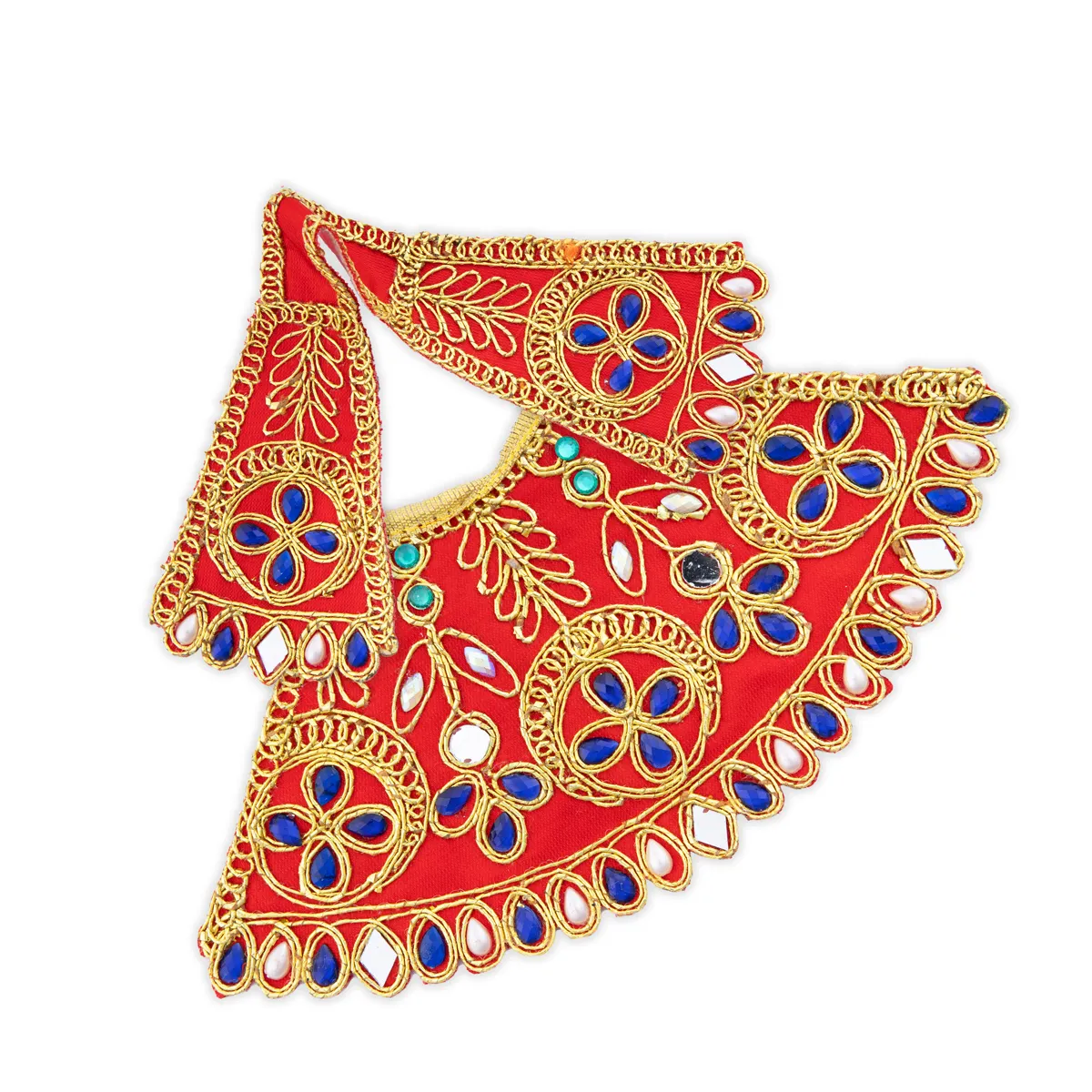 Devi Dress - 3.5 x 7 Inches | Stone & Embroidery Design Mata Rani Poshak/ Amman Pavadai/ Mata Dress for Deity - Image 11