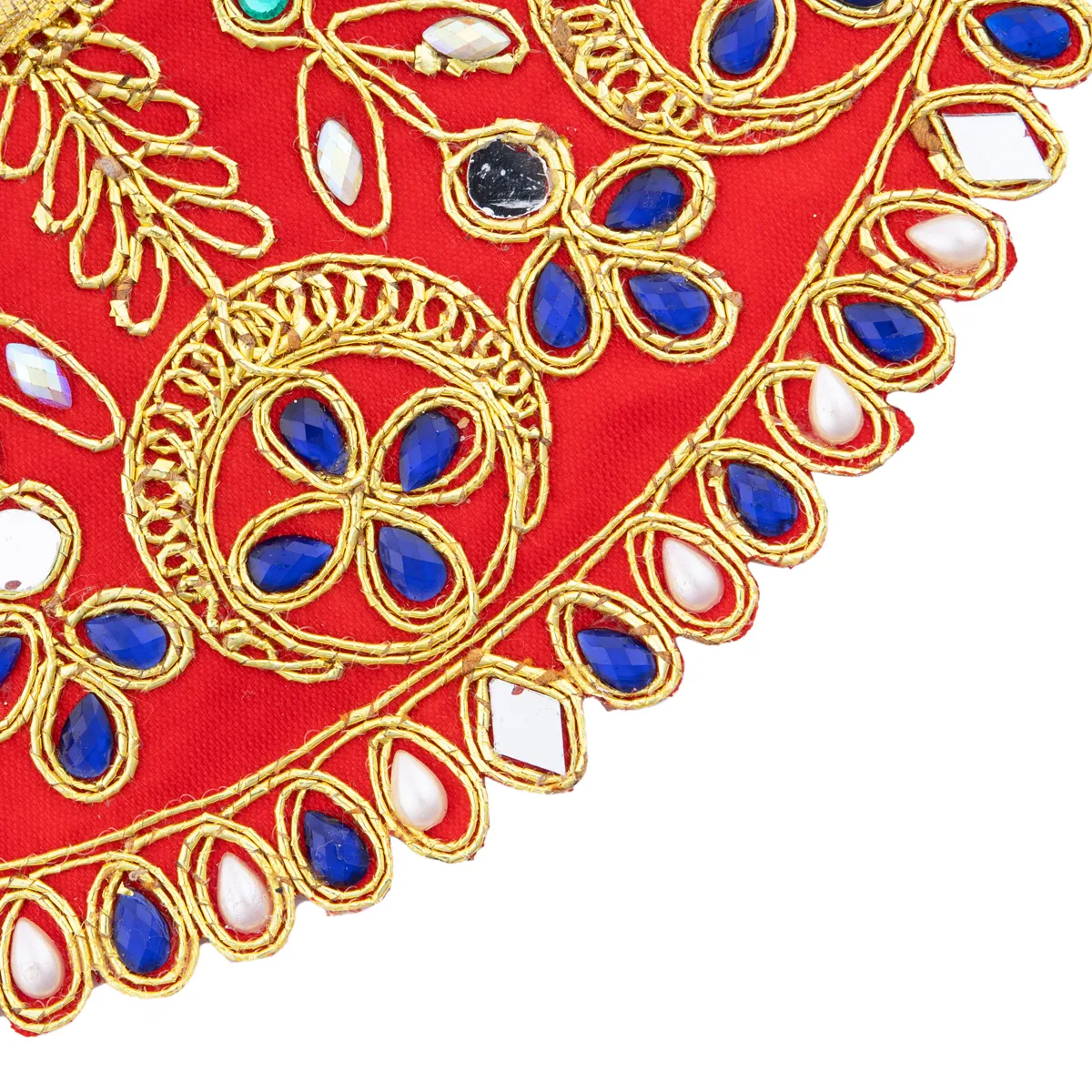 Devi Dress - 3.5 x 7 Inches | Stone & Embroidery Design Mata Rani Poshak/ Amman Pavadai/ Mata Dress for Deity - Image 12