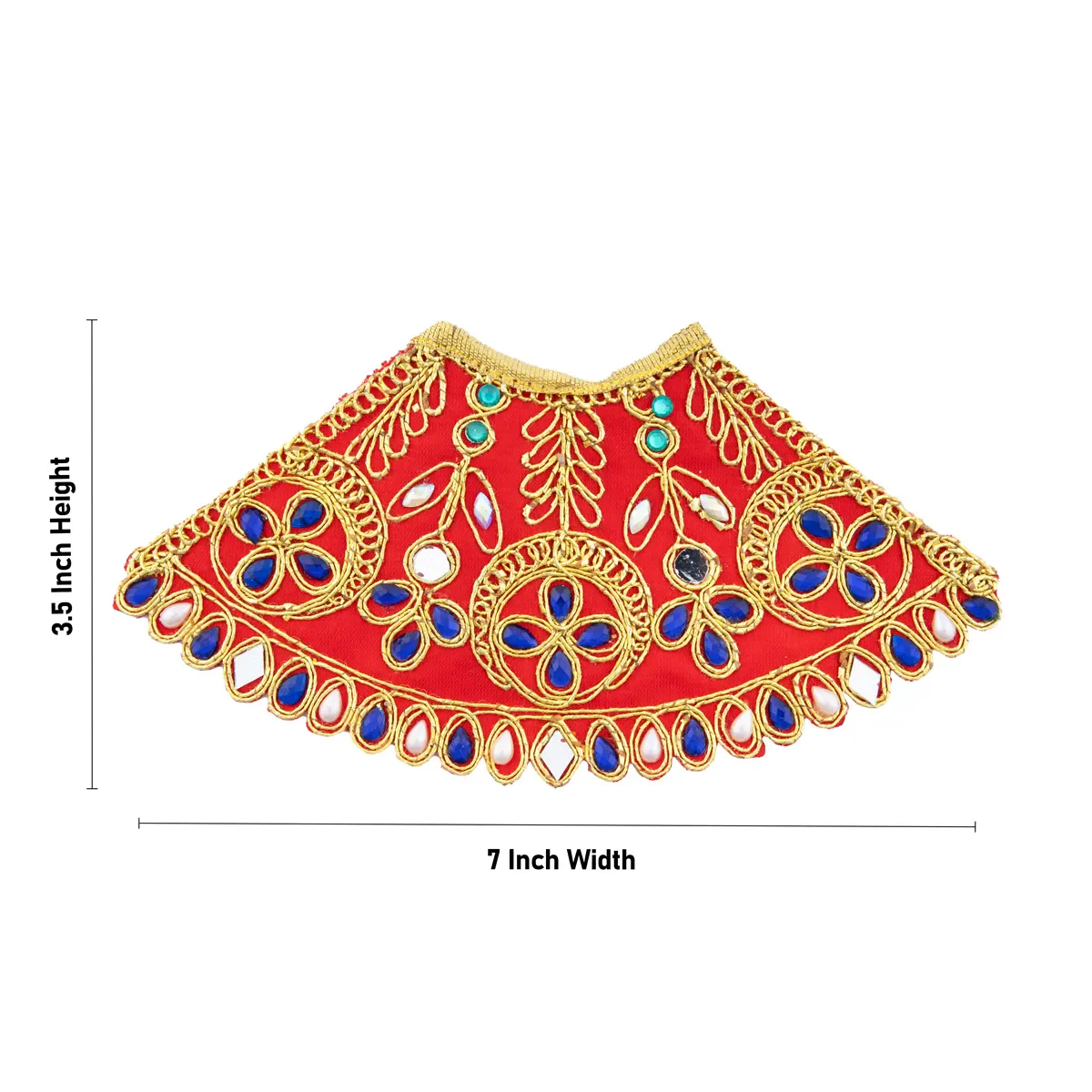 Devi Dress - 3.5 x 7 Inches | Stone & Embroidery Design Mata Rani Poshak/ Amman Pavadai/ Mata Dress for Deity - Image 13