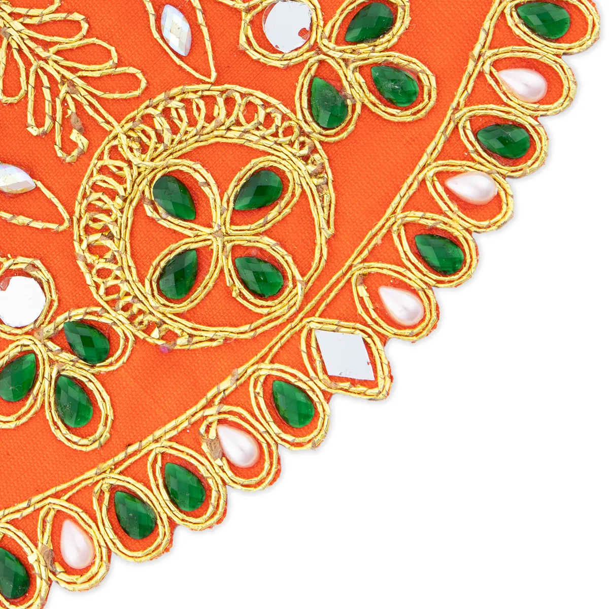 Devi Dress - 3.5 x 7 Inches | Stone & Embroidery Design Mata Rani Poshak/ Amman Pavadai/ Mata Dress for Deity - Image 2