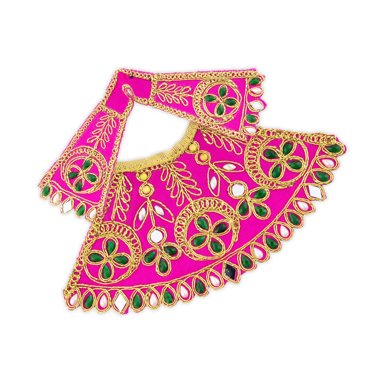 Devi Dress - 3.5 x 7 Inches | Stone & Embroidery Design Mata Rani Poshak/ Amman Pavadai/ Mata Dress for Deity - Image 3