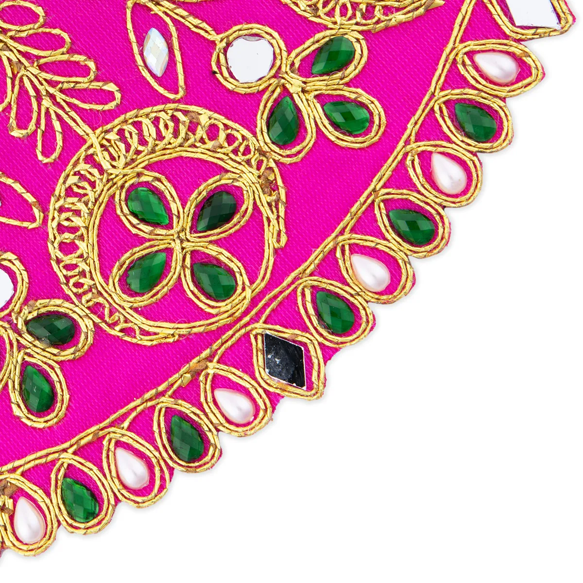 Devi Dress - 3.5 x 7 Inches | Stone & Embroidery Design Mata Rani Poshak/ Amman Pavadai/ Mata Dress for Deity - Image 4
