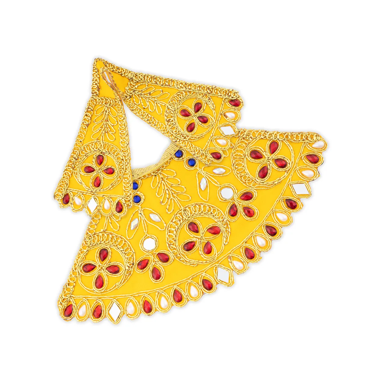 Devi Dress - 3.5 x 7 Inches | Stone & Embroidery Design Mata Rani Poshak/ Amman Pavadai/ Mata Dress for Deity - Image 5