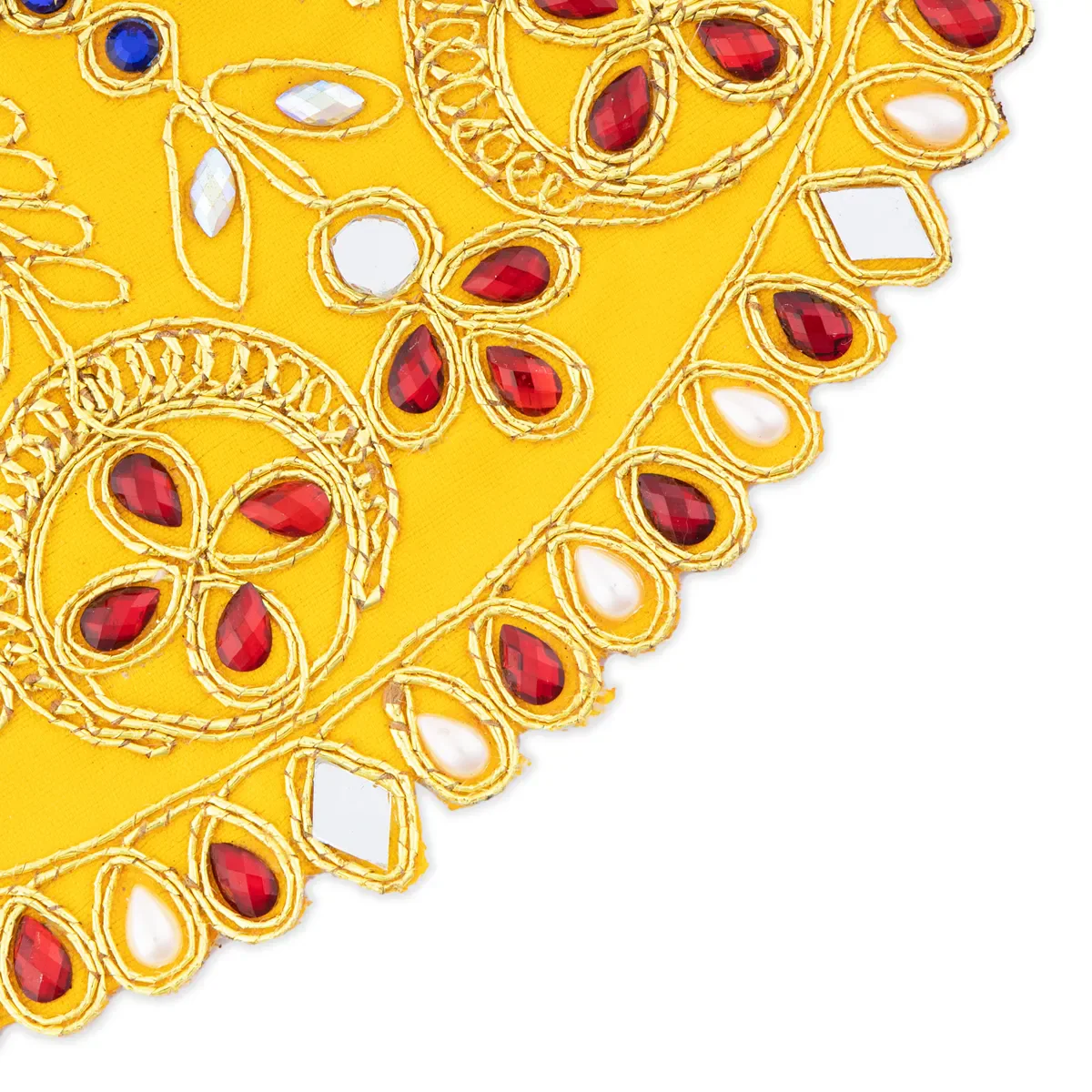 Devi Dress - 3.5 x 7 Inches | Stone & Embroidery Design Mata Rani Poshak/ Amman Pavadai/ Mata Dress for Deity - Image 6