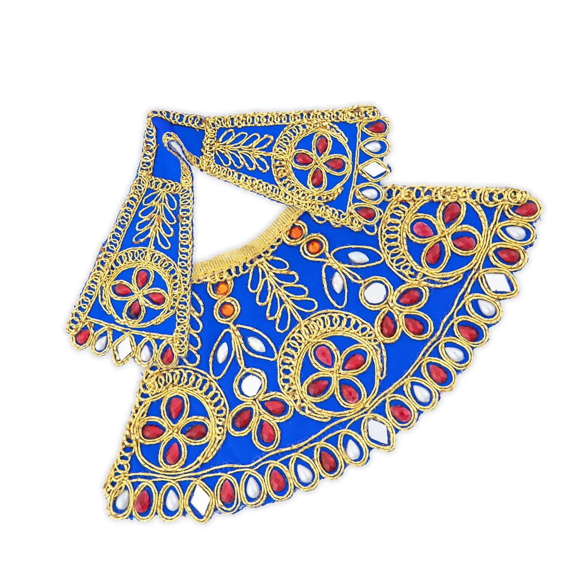 Devi Dress - 3.5 x 7 Inches | Stone & Embroidery Design Mata Rani Poshak/ Amman Pavadai/ Mata Dress for Deity - Image 7