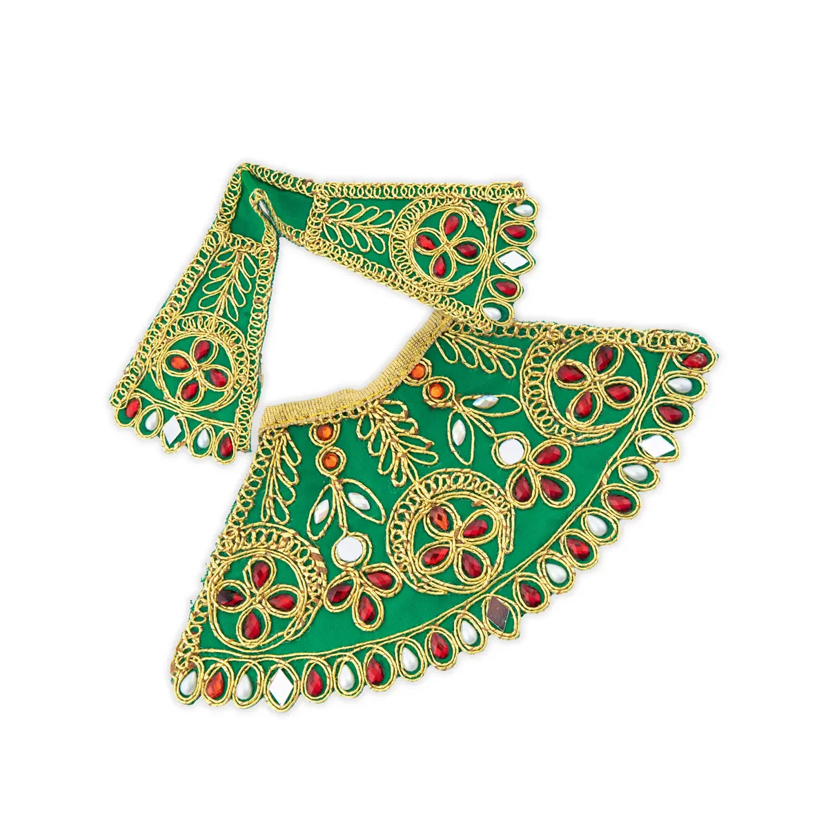 Devi Dress - 3.5 x 7 Inches | Stone & Embroidery Design Mata Rani Poshak/ Amman Pavadai/ Mata Dress for Deity - Image 9