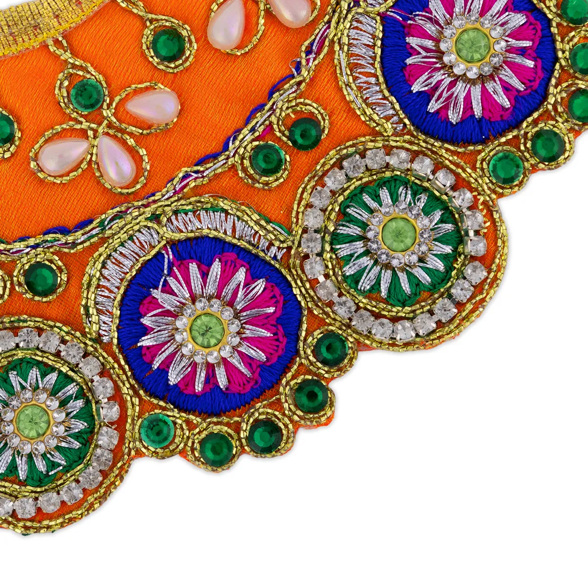 Devi Dress - 3 Inches | Mata Rani Poshak/ Lehenga Patka/ Decorative Amman Pavadai For Deity - Image 2
